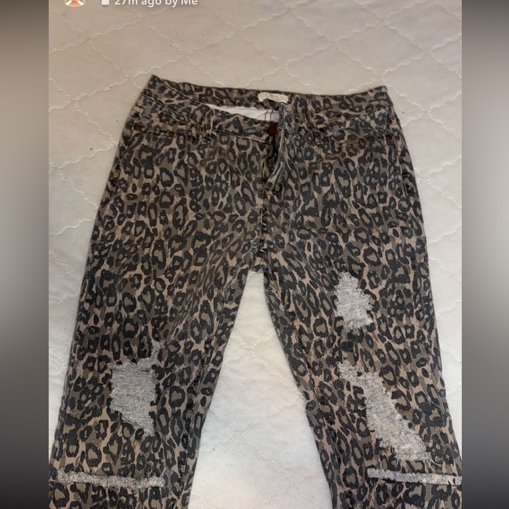 Leopard Print Distressed Jeans